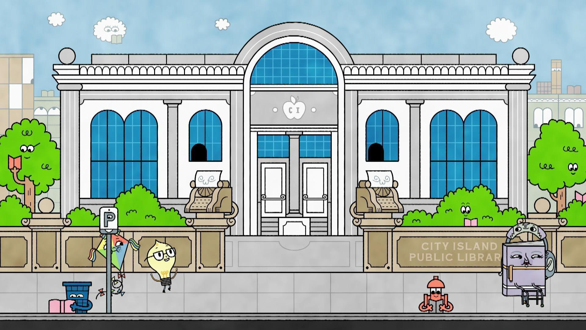 Watt and Windy go to the library for a book and learn about all the library has to offer.