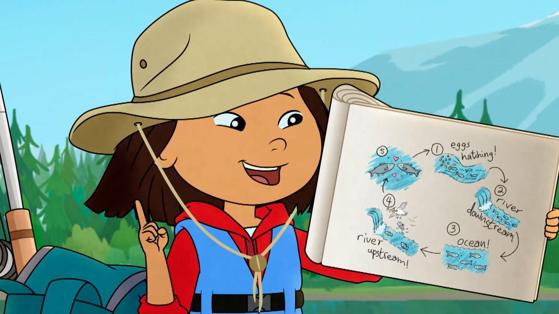 Molly goes fishing. / Molly makes a snow maze to raise money for her school.