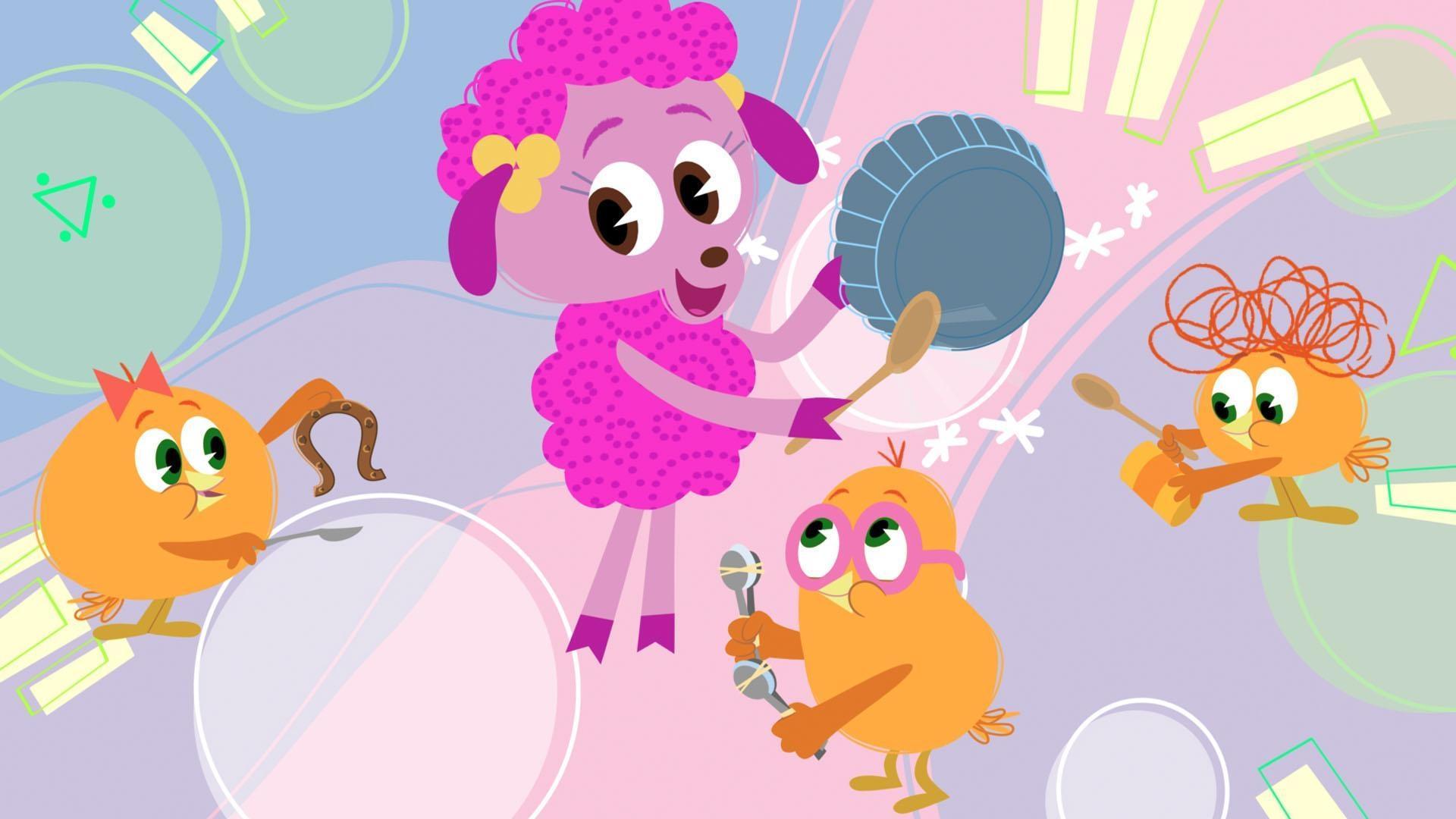 Rooster, Lil, and the Chick-a-Dees find fun ways to make music with everyday objects.