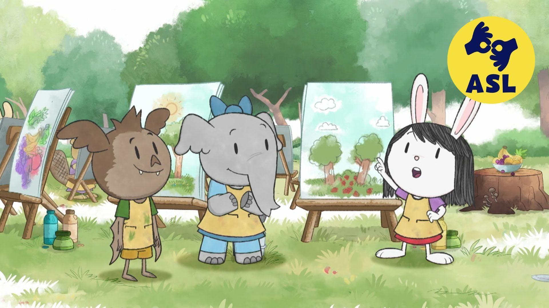 Nature is full of colors you can use to paint! / The kids help pick up litter in the park.