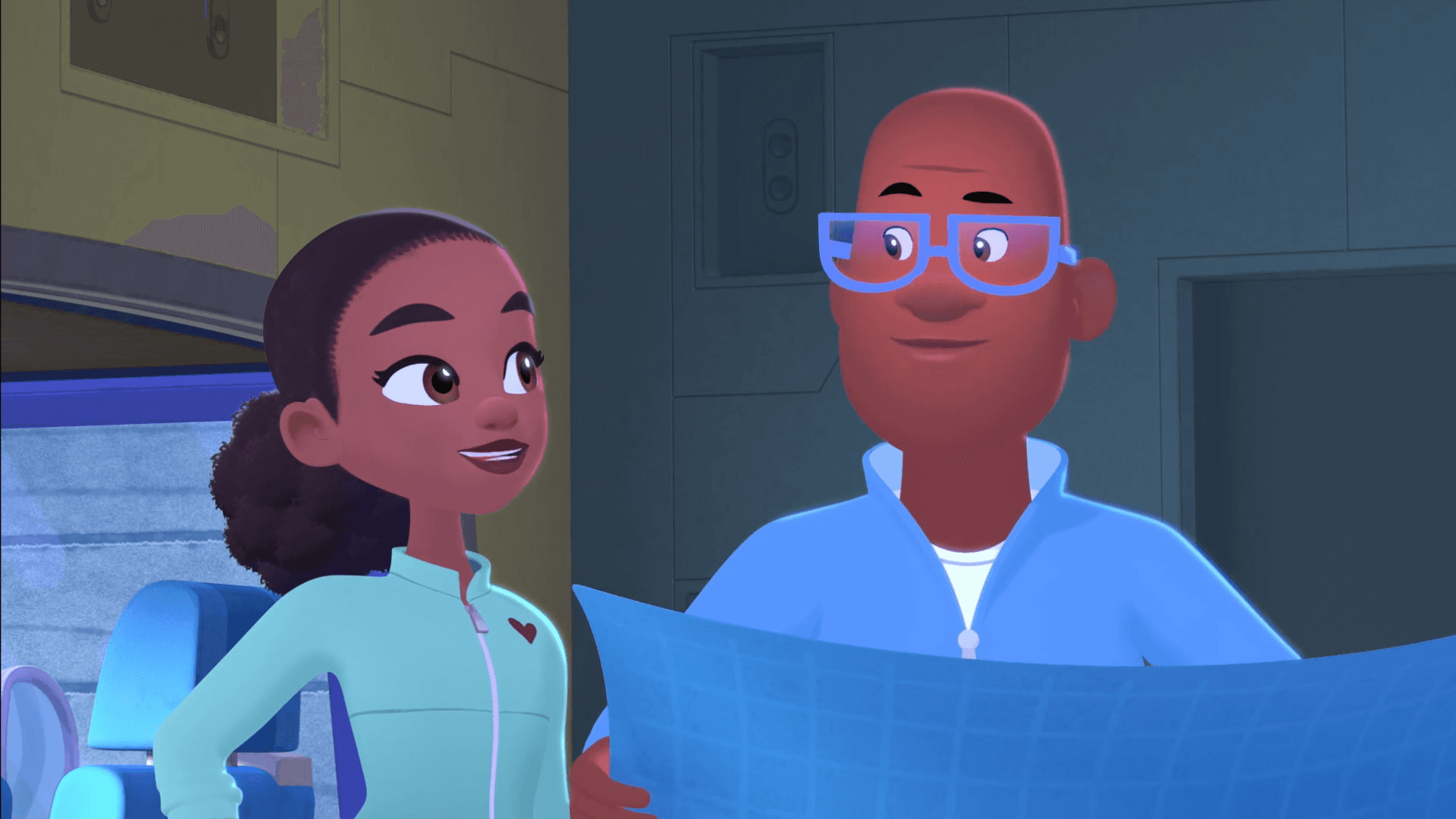 The Hunters read the Vansformer blueprint to unravel Great Grandpa Wallace's puzzle.