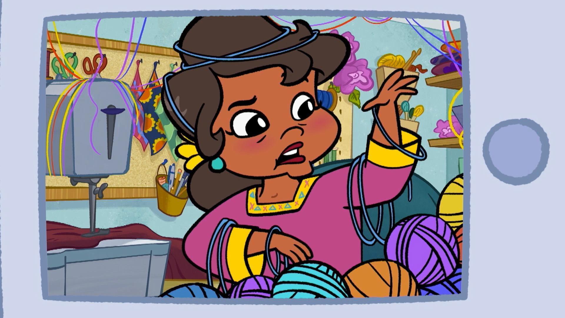 Rosie calls Abuela to figure out what to trade for cheesy popcorn.