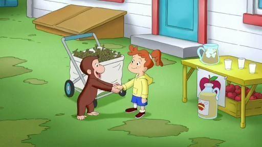 George learns how to trade. / George has to find Jade the chameleon!