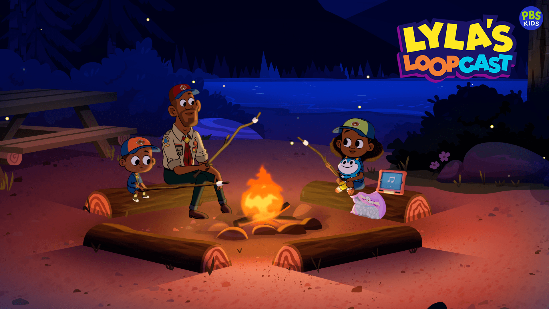 Louis asks Lyla, Luke, and Stu to create a campfire game for their scout troop to play.