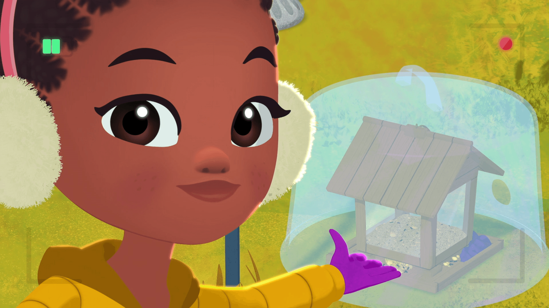 The Hunter kids try to keep a clever squirrel from eating from the injured oriole's feeder.