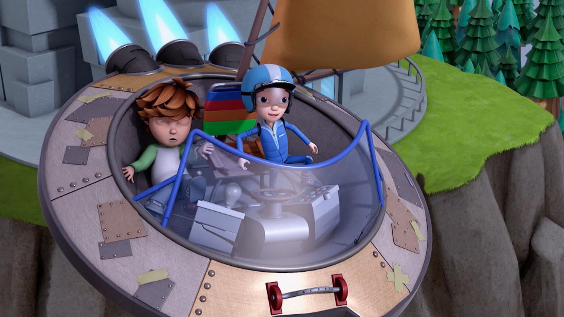 Sean get's trapped flying Jet's saucer alone and has to figure out a way to land it!