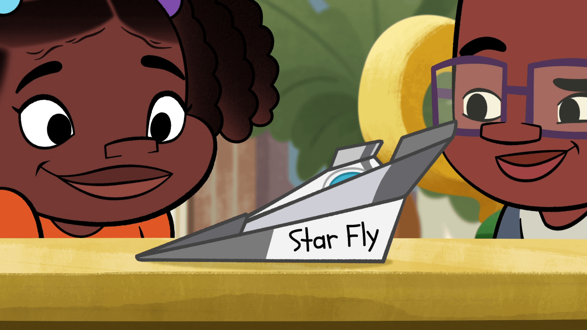 Mr. Gurley, Phoebe, and Jay make paper airplanes and measure the distance.