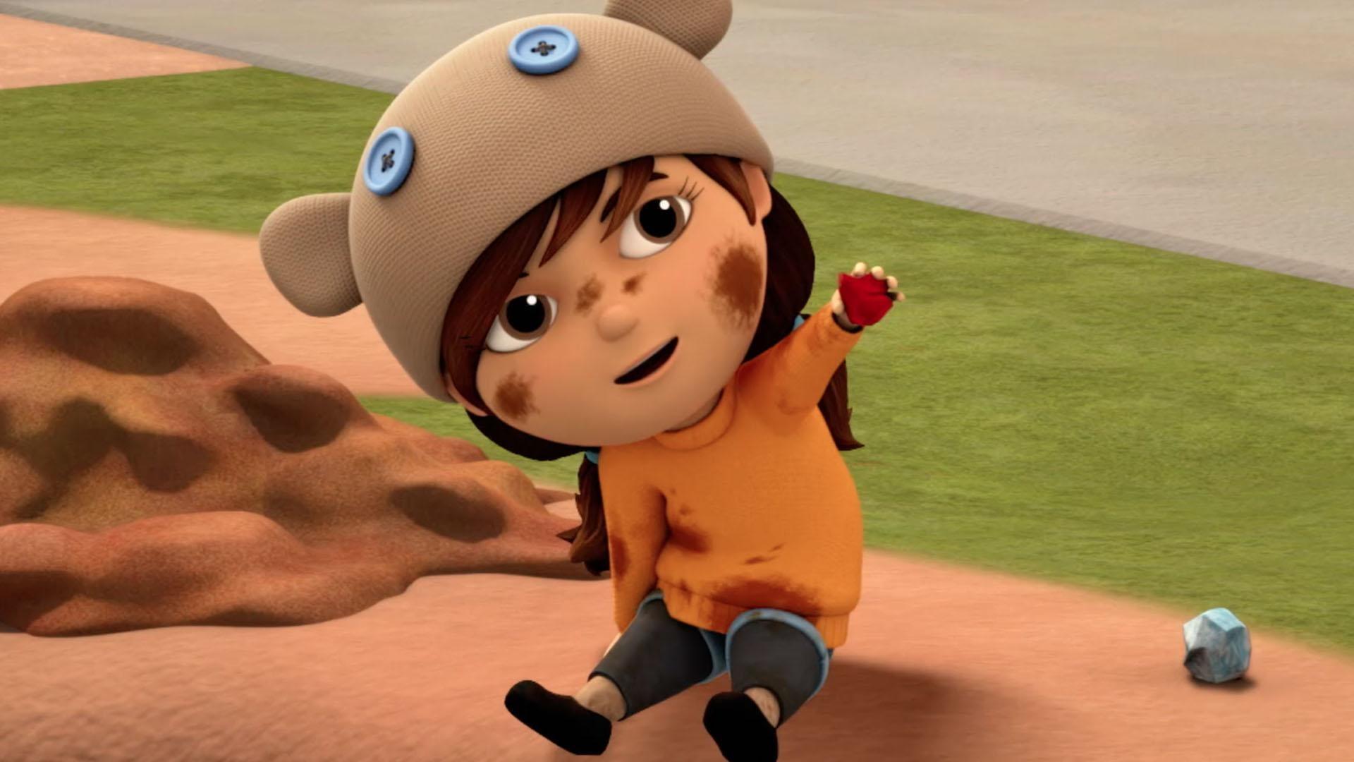 Mindy and Sunspot are digging in the backyard to find rocks that look like planets.