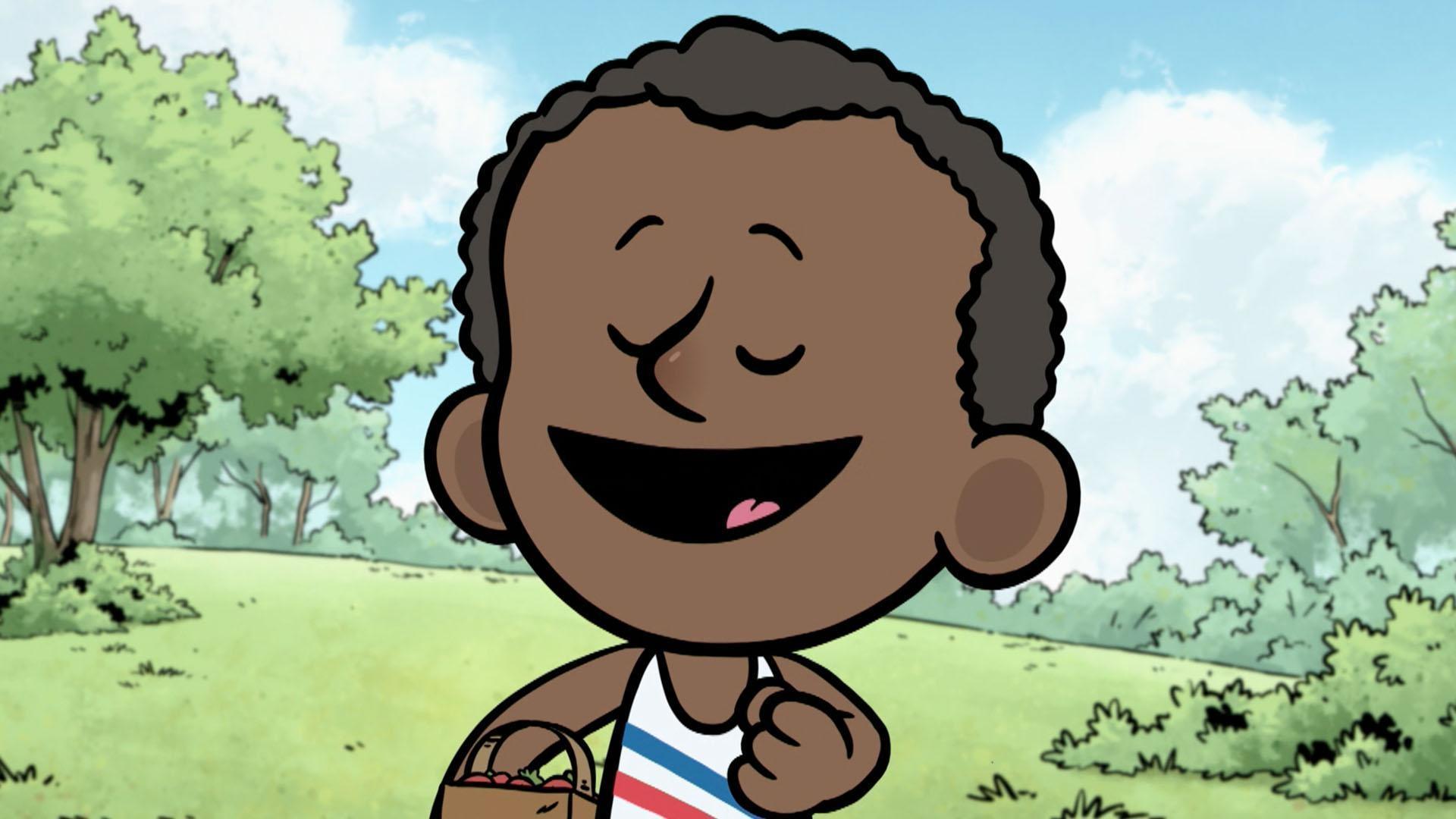 Jesse Owens races home with strawberries.