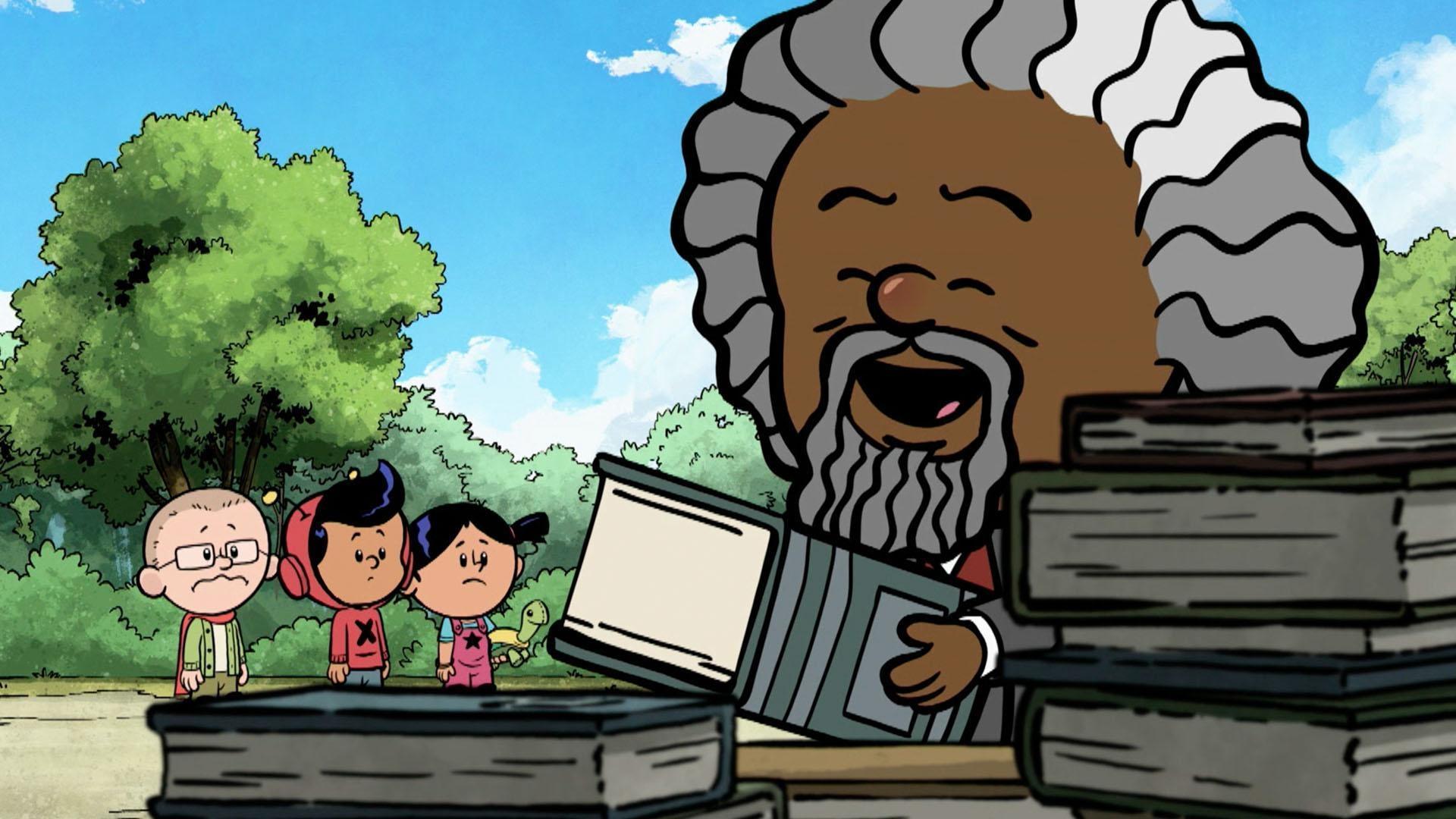 Frederick Douglass shows the kids his secret school.