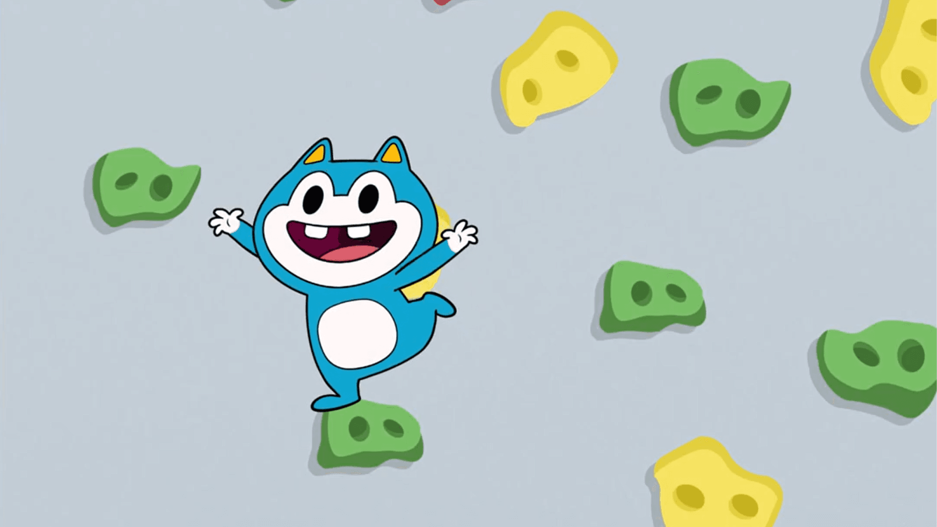 Stu effortlessly climbs the climbing wall