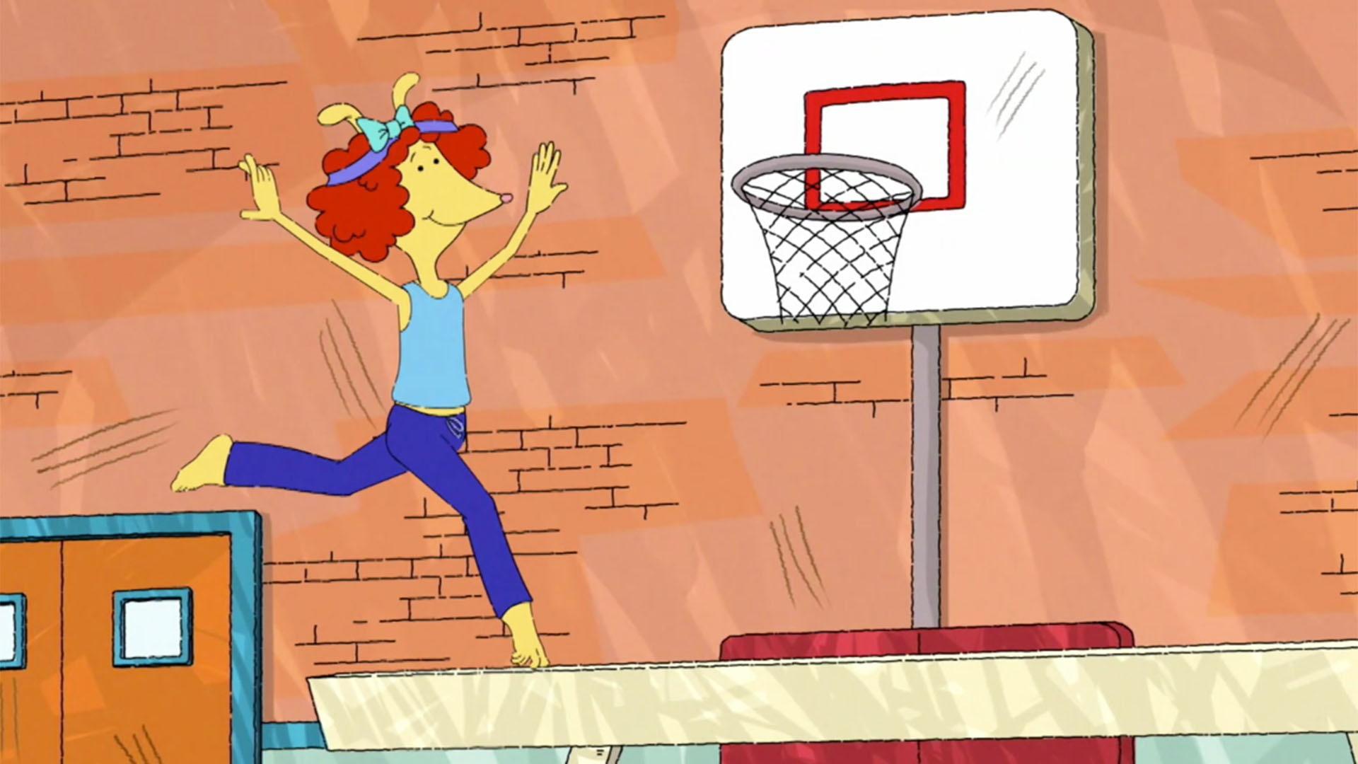 George struggles with how to use his lucky streak. / Prunella joins the gymnastics team.