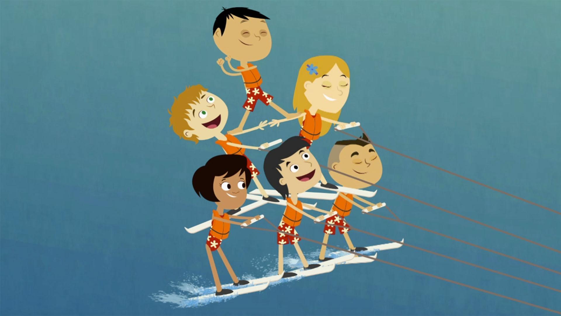 Noah arrives at the dock ready to take swimming lessons, but ends up in a waterskiing act.