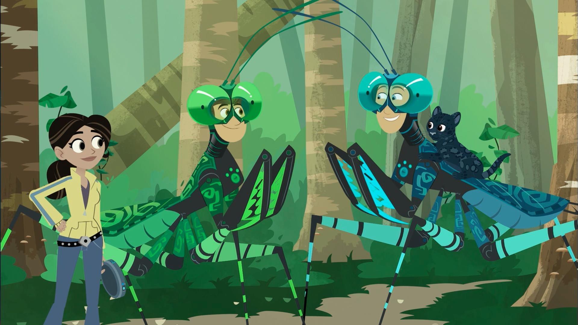 The Kratt brothers rescue a new species of praying mantis from Zach, Donita, and Gaston.