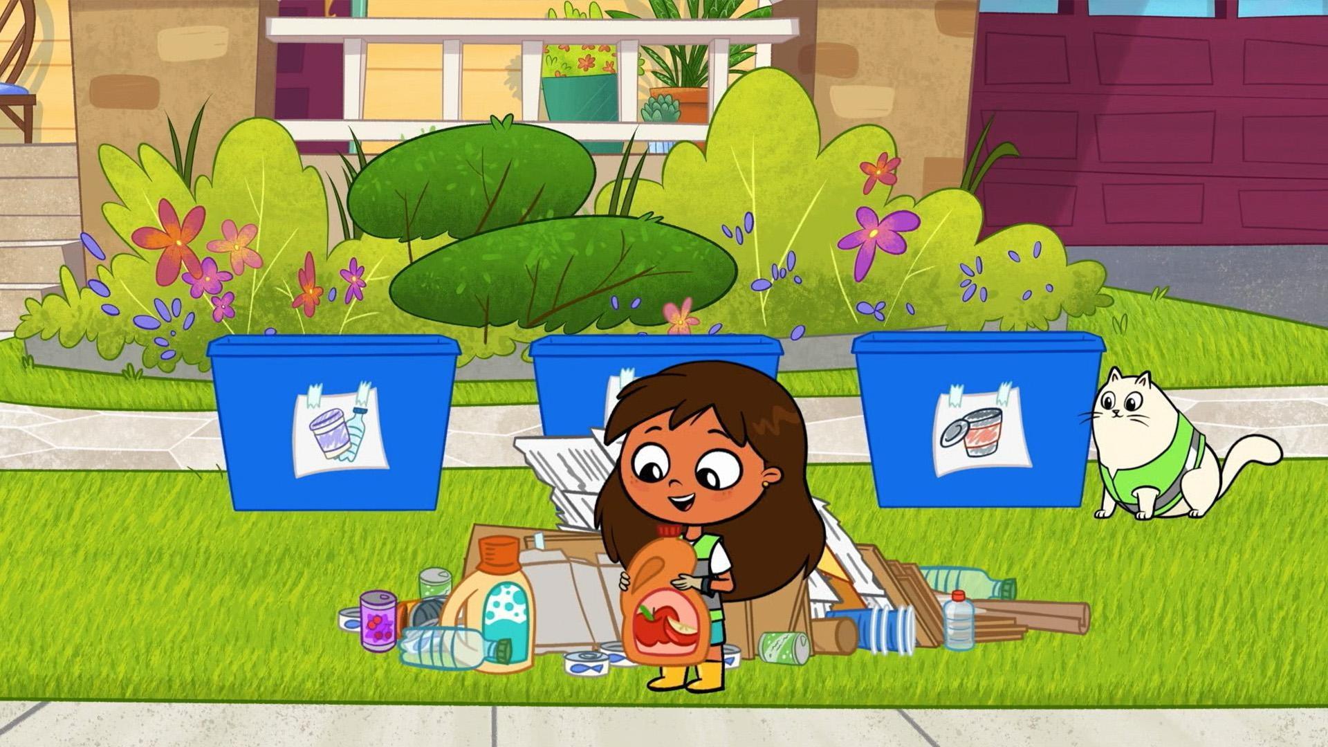 Rosie collects all the recyclables in the house but learns she has to sort them too.