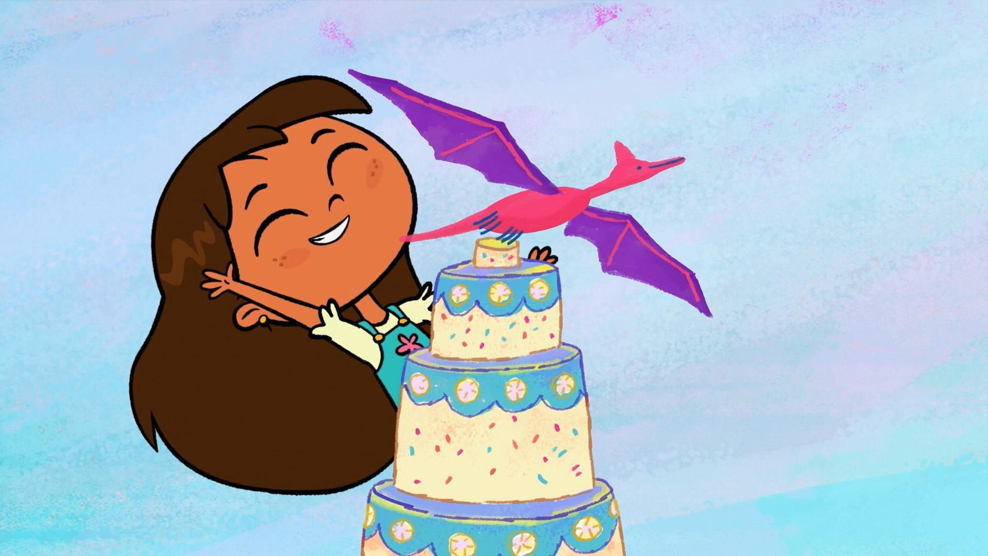 Rosie heads over to Tía Margarita’s house to help bake a dino cake for Iggy’s birthday!