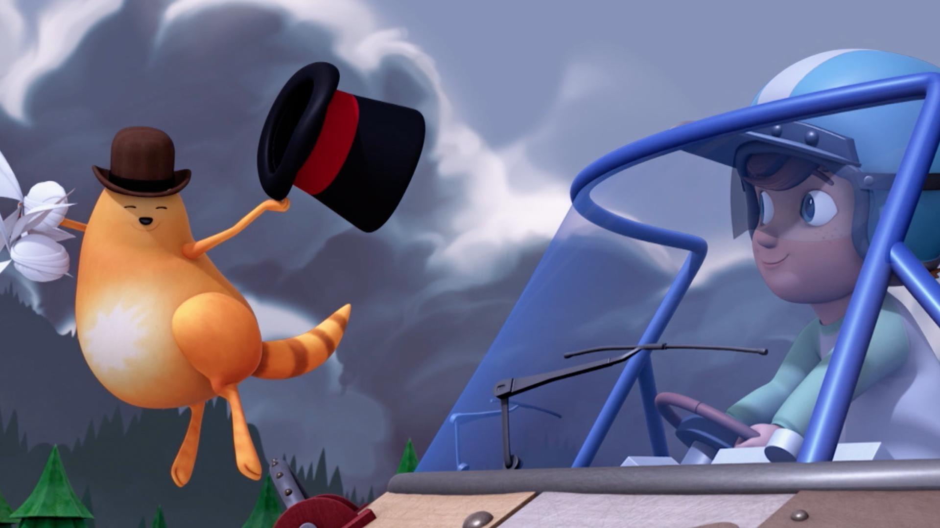 Jet learns about how wind works. / Jet learns how to play Earthie golf.